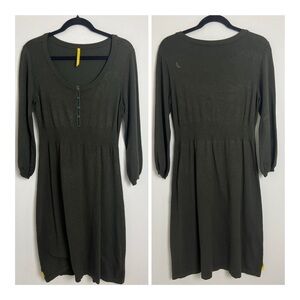 LOLE Dark Olive Green Long Sleeve Round Neck Sweater Dress Size M